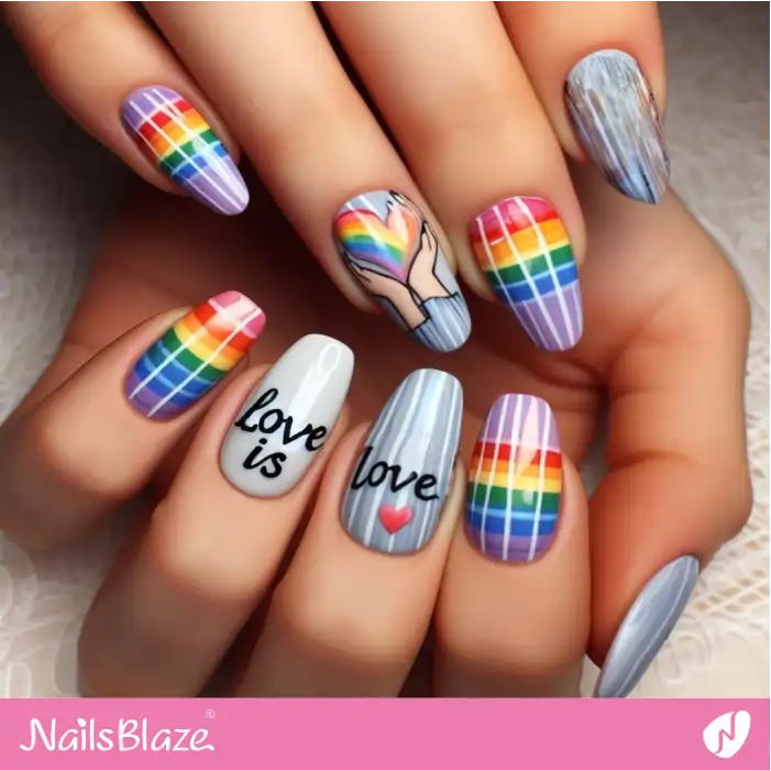Love is Love Colorful Nails | Pride | LGBTQIA2S+ Nails - NB2394